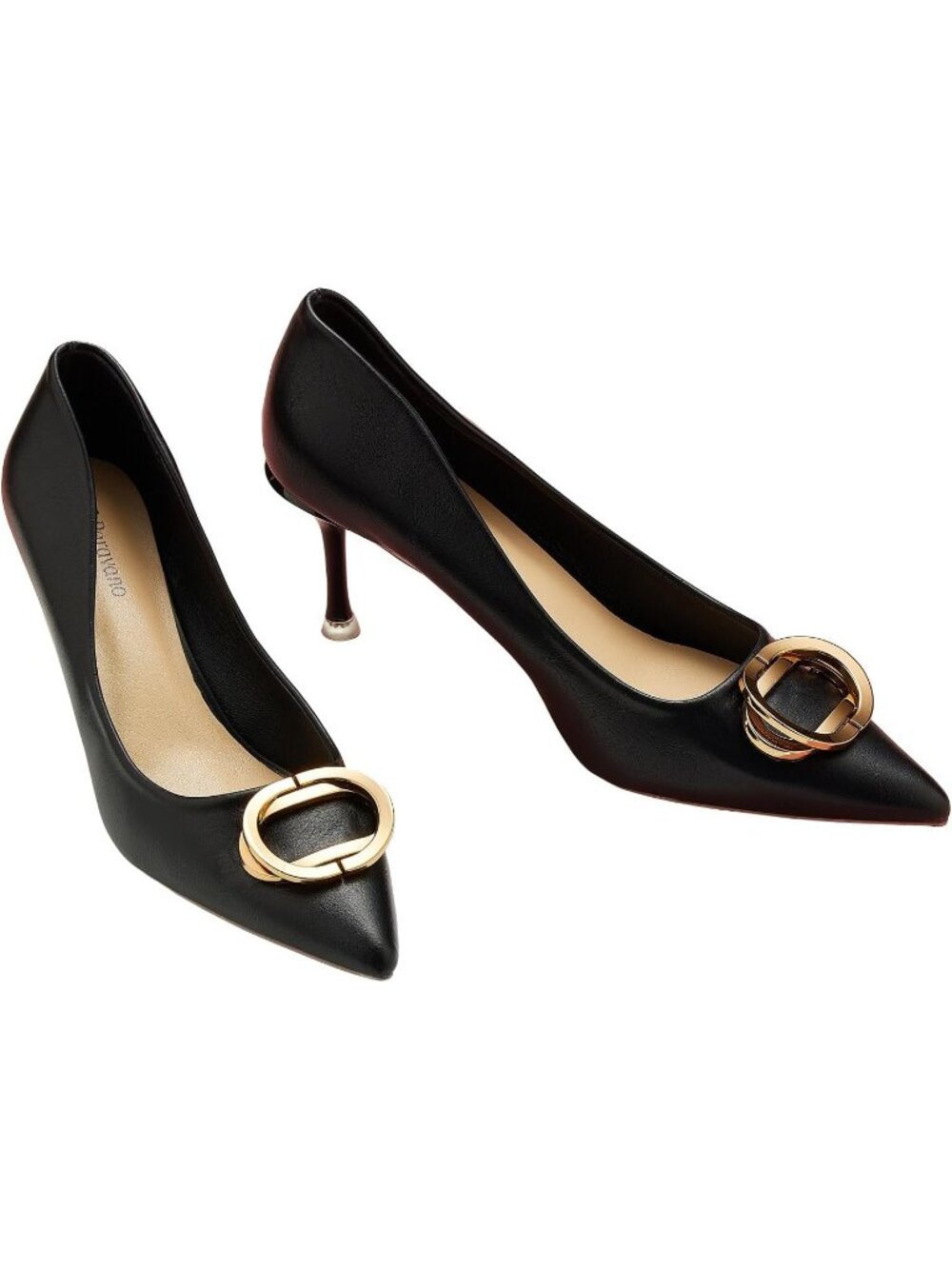 C. Paravano Women's Black Pumps 2.16" Kitten Heels Pointed Toe Low Heels Dressy